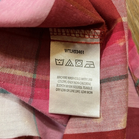 Wrangler EUC Pearl Snap Button Front Long Sleeve Western Shirt Pink Plaid Medium - Picture 11 of 11